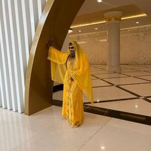 Elegant Yellow Embroidered Dress